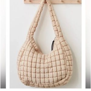 NWT Free People FP Movement Quilted Carryall Bag Off White